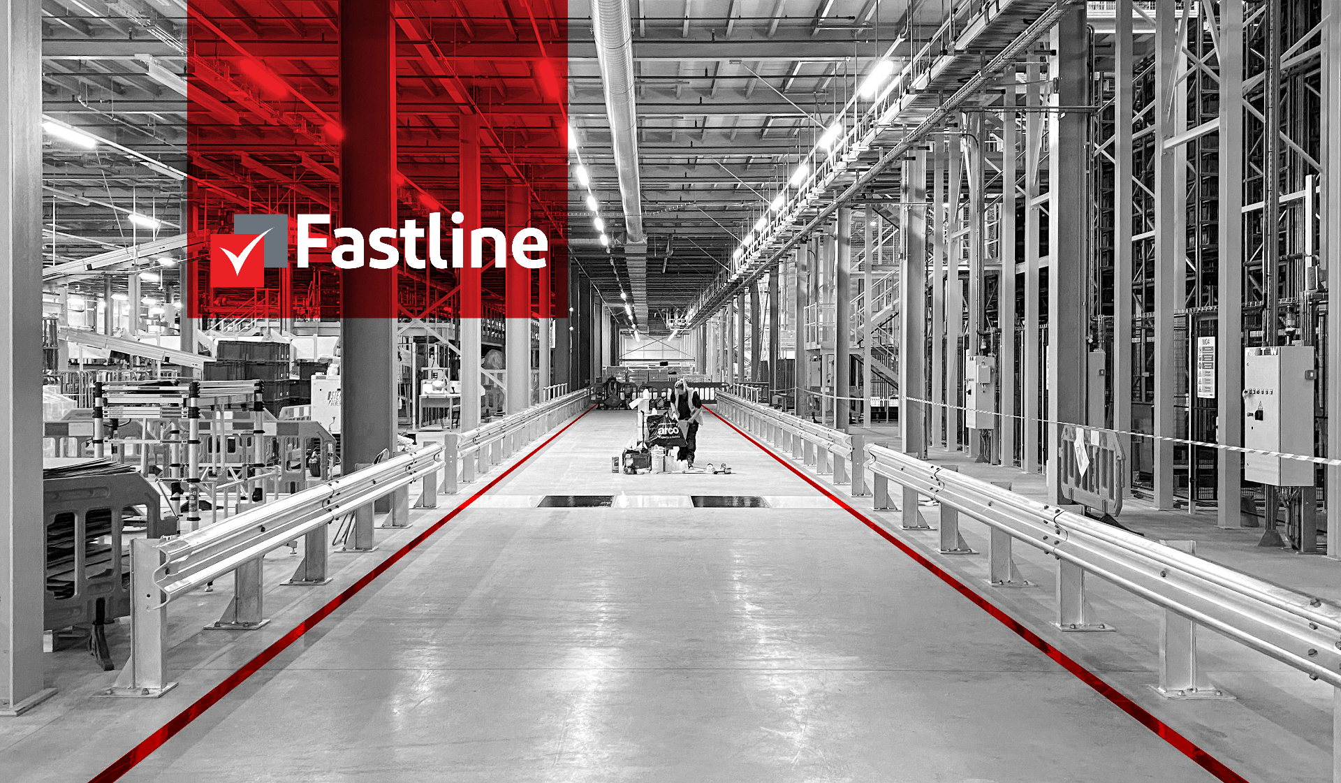 Fastline warehouse with line marking and impact protection