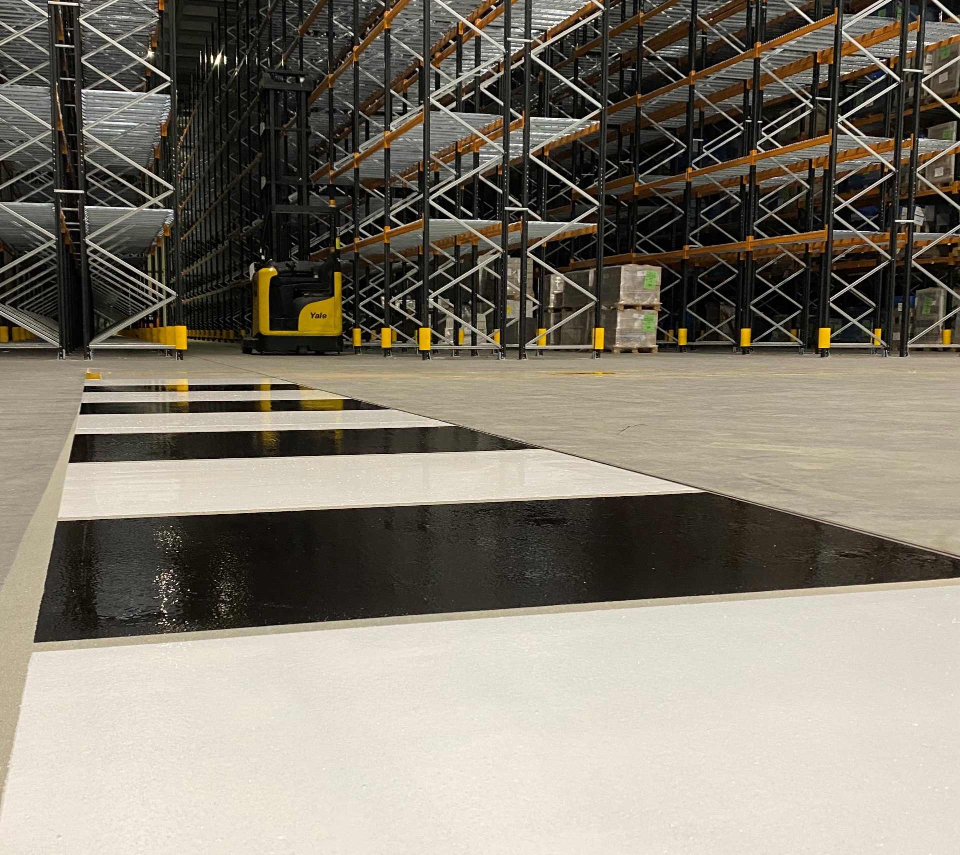 Modern warehouse with precision floor line markings